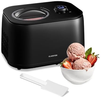 Klarstein FrostFusion Eismaschine mit Kompressor – 1L Edelstahlbehälter, 3 Modi für Eis, Slushie & Joghurt, Selbstkühlend, Touch & Drehregler, LED-Display, Timer