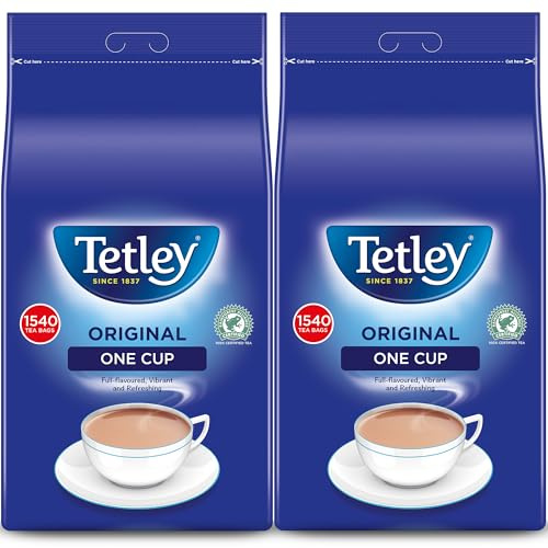 Tetley Original One Cup Black Tea, 2 x 1540 Teabags - Rainforest Alliance Certified Black Tea Bags Bulk Pack - Rich, Smooth Taste for a Full Flavoured British Brew at Breakfast or Anytime