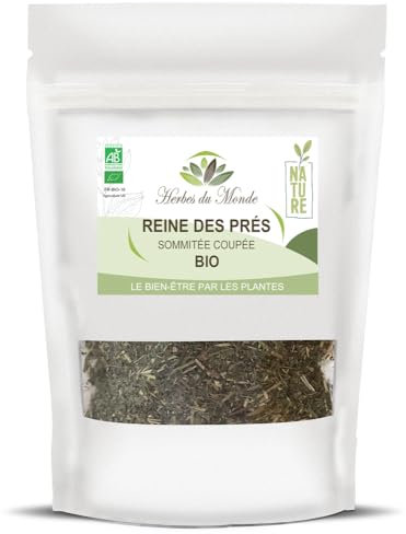 Herbes du Monde - Tisane Reine des Prés Bio - Sommité Fleurie | Infusion Détox & Antidouleur - Origine France - 60g | Certifiée AB