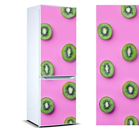 Stickers Fridge Wrap Cover for Vinyl Kiwi Pink Background Several Sizes 185 x 70cm | Strong Adhesive and Easy Application | Decorative Adhesive Sticker with Smart Design