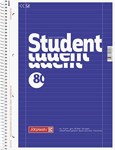 Brunnen Collegeblock Student, A4, 70 g/m², 80 Blatt (5 Blöcke, liniert) [Haushaltswaren]