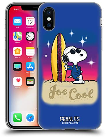 Head Case Designs Officially Licensed Peanuts Joe Cool Surf Snoopy Boardwalk Airbrush Gel Case [Military Grade Protection] Compatible With Apple iPhone X/iPhone XS