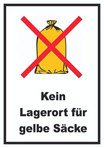 HB-Druck Kein Lagerort für Gelbe Säcke Schild A6 Rückseite selbstklebend