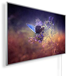 Könighaus 1000W Infrarotheizung mit Bild in HD Qualität ✓ inkl. Smart Thermostat ✓ 5 Jahre Garantie ✓ Doppelter überhitzungsschutz ✓ Infrarot Wandheizung ✓ Motiv: 115. Schmetterling Blume