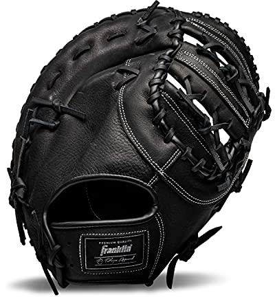 Franklin Sports Baseball Fielding Glove - Men's Adult and Youth Baseball Glove - CTZ5000 Black Cowhide Glove - 12.5 Dual-Bar Web for First Base Players