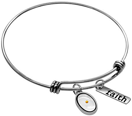 Uloveido verstellbares christliches Glaubensarmband mit echtem Senfkornmanschettenarmband Religiöser Schmuck Inspirierendes Geschenk für Mädchen Y558 (Oval)