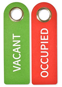 SynMe 2 segni di Porta Libero/Occupato Vacant/Occupied - Ciascuno 27 x 8,5 x 0,5 cm - Anello di Protezione in Metallo implementato durabilità - Realizzato in Feltro di Poliestere Resistente all'Acqua