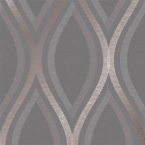 Grandeco Strata Charcoal Rose Wallpaper A44502 - Textured Geo Metallic Geometric