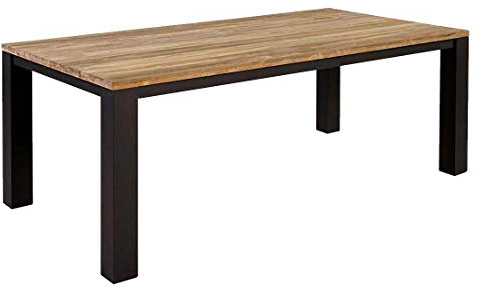 OUTLIV. Outdoor Esstisch Atlanta - Aluminium Teak, rechteckig, wetterfest, gebürstete Tischplatte, witterungsbeständig, 200x100 cm, Anthrazit