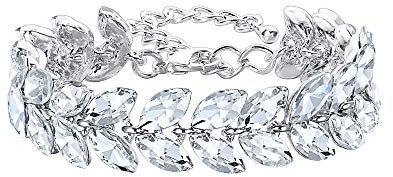 EVER FAITH Armband Strass Kristall Mode Hochzeit Braut Marquise Blatt Tennis Aemkette für Damen Klar Silber-Ton