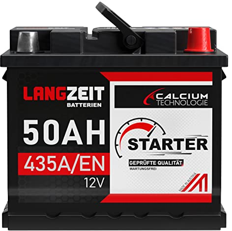 LANGZEIT Autobatterie 50AH 12V 440A/EN Starterbatterie +30% mehr Leistung ersetzt Batterie 44AH 45AH 46AH 47AH