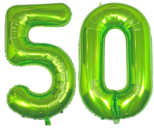 DIWULI Luftballon 50 Geburtstag XXL Grün - Zahl 50 Ballon