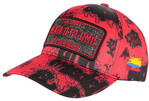 Cap, Plata o Plomo Rot und Schwarz, Strass, Streetwear Colombia Baseball – Unisex Gr. Einheitsgröße, rot
