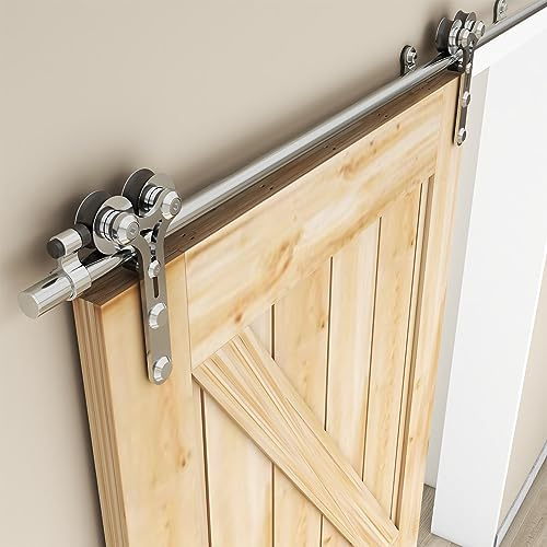 WOLFBIRD 6FT/183CM Herraje para Puerta Corredera Kit de Acero Inoxidable Accesorios para Puertas Correderas, Riel Juego para Puerta de Madera Soltera(Estilo Y)