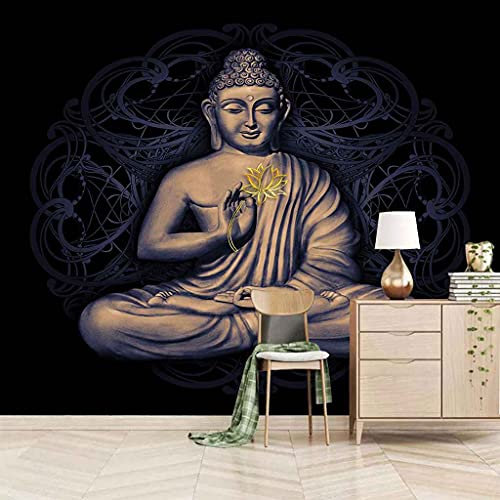 QMWZZV Wall Mural Wallpaper Buddha Statue Wallpapers DIY Large Mural Sticker Teens Boys Girls Bedroom Living Room TV Backdrop 3D Wall Murals Wallpaper Self-Adhesive Canvas 250x175 cm