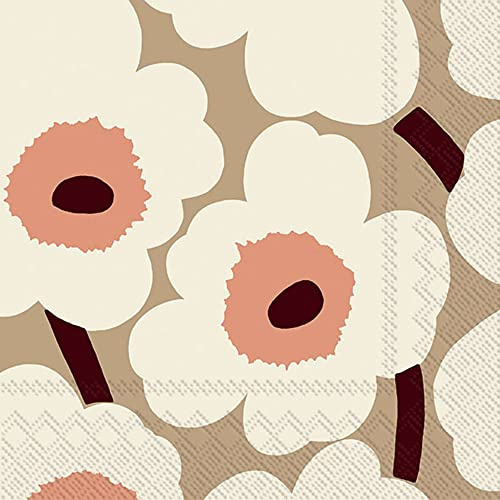 IHR Ideal Home Range - Papierservietten Marimekko UNIKKO cream 20 St. Cocktail-Servietten 25 cm x 25 cm