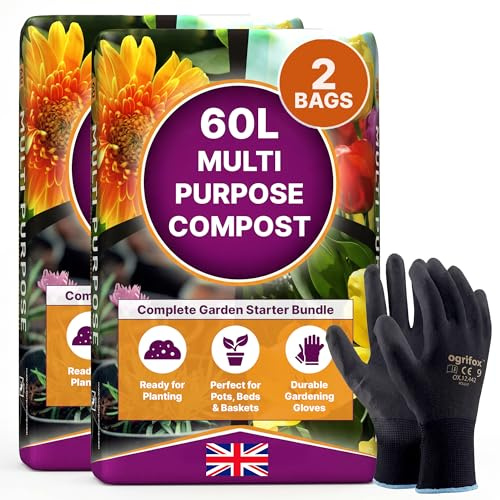 Logs Online 120L Multi Purpose Compost - 2 Bags of 60L Bundle | Potting compost & soil for indoor plants, house plants, garden pots & outdoor pots. Gardening gloves included.