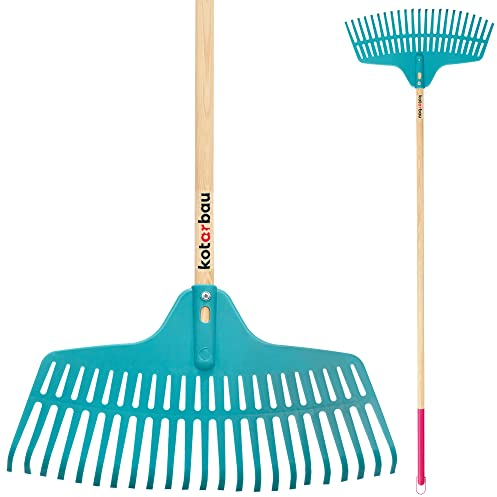 KOTARBAU® Rastrello foglie robusto 23 denti con Manico, Scopa per Foglie, Scopa a ventaglio, rastrello Giardino foglie, in plastica rastrelli olive