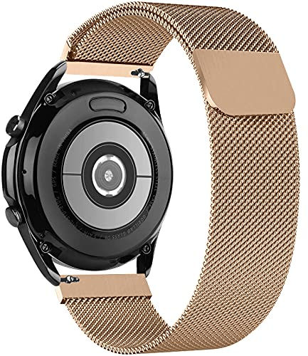 GBPOOT 22mm Armband Kompatibel mit Samsung Galaxy Watch 3 45mm/Watch 46mm/Gear S3 Classic/Frontier,Edelstahl Mesh Metall Armband für Huawei Watch GT/GT 2 46mm/Watch GT2 e/GT2 Pro,22mm,Roségold