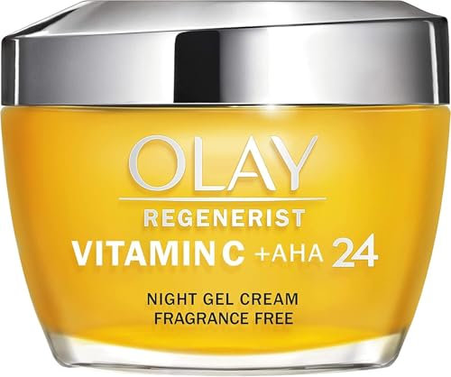 Olay Vitamin C + AHA24 Nachtgel Gesichtscreme mit Vitamin C, AHA & Niacinamid für hellen und gleichmäßigen Hautton, 50 ml