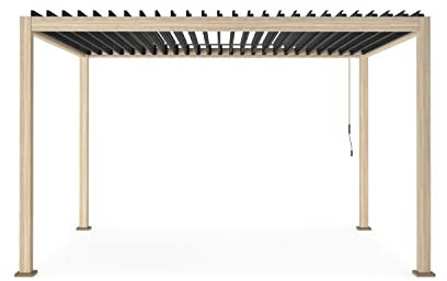 Decor Space Pavillon Ocean 3 x 4 Meter Pergola mit Aluminiumgestell, schwenkbares Lamellendach für Garten und Veranda, natur-anthrazit