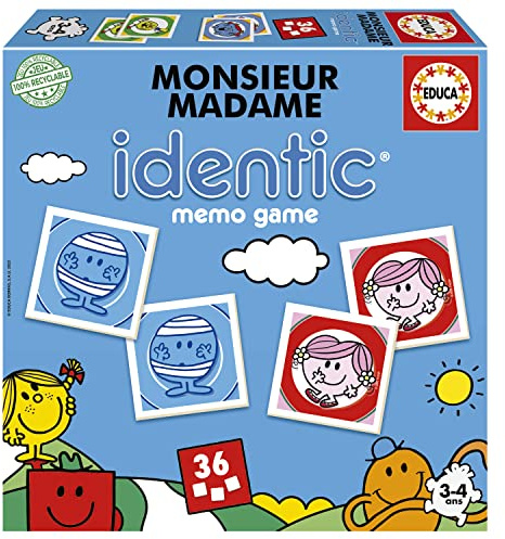 Educa - Educational game for babies from 3 years old: Mr Madame. Visual acuity and memory game with 36 cards to form pairs (19626)