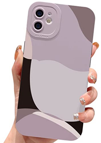 HZLFCZL Compatible with iPhone 12 Mini Case 5.4 Inch,cute painted art lens protective slim soft phone case for iPhone 12 Mini for women girl-Black