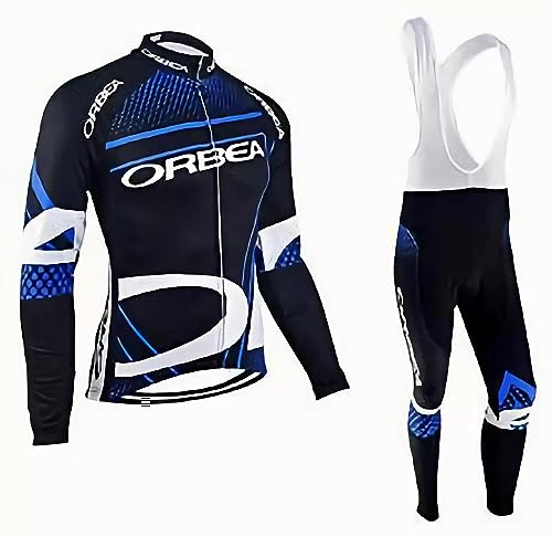 louizumify Hommes Pro Cycling Long Sevele Set 3D Padded with 3 Pocket Quick Dry Stretch Pro Moisture Wick