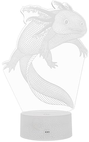 Uonlytech Axolotl 3D Illusion Desk Lamp Room Decoration Night Light Toy 16 Colors Change Remote Control Lights for Bed Living Room Easter for Kids Girls and Boys