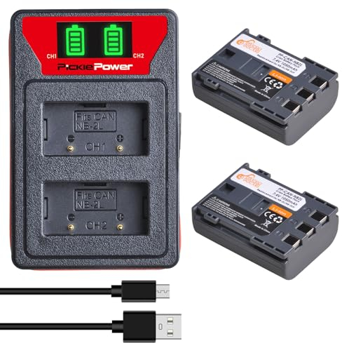 Pickle Power 2 Batterie NB-2L NB-2LH et Chargeur Double USB avec écran LED pour Canon Digital Rebel XT XTi PowerShot S80 S70 S60 S50 S45 S40 S30 G9 G7 VIXIA HF EOS 400D 350D
