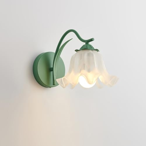 EOEO Landhausstil Wandleuchte Innen Rustikal Wandlampe Acryl Schirm Blütenform E27 Nachttischlampe, 1 flammige, Florentiner Lampe Romantische Wandbeleuchtung für Schlafzimmer Wohnzimmer Flur