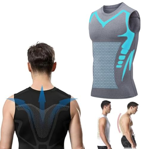2024 New Ionic Shaping Vest, MENIONIC Tourmaline PostureCorrector Vest (Gray,Large)