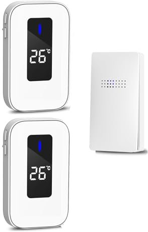 Funkklingel Türklingel, HommyFine Batterielose Haustür Klingel kabellos, 38 Klingeltöne, 4 Lautstärkestufen, Hausklingel außen Funk Türklingel Set (2 Empfänger + 1 Sender(Weiß))