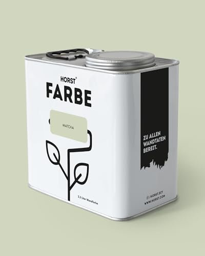 HORST Wandfarbe Matcha 10L - Hochwertige Innen-Farbe - Hohe Deckkraft & Schnelltrocknend - Geruchsneutral - Spritz- & Tropffrei - 100% Natürlich - Grün