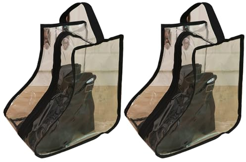 2 Set Boot Storage Boot Bag Portable Short Boots and Tall Boots Storage or Protector Bag PVC Transparent Wellington Welly Boot Storage Bag for Muddy Hunting Hiking Fishing (S+S)