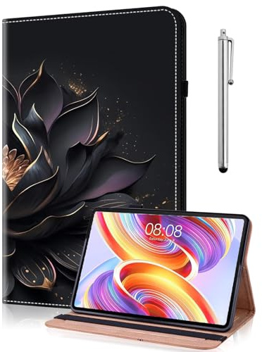 TUOLISG Hülle für Lenovo Tab M10 Plus 3rd Gen 10.6 Zoll 2022 (TB-125F/TB-128F),PU Leder Case Stoßfeste Robust Schutzhülle mit Stände,Handschlaufe für Lenovo M10 Plus 3. Gen -Lila Lotus