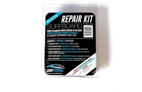 SURF SYSTEM Mini-Reise-Set – 57 ml Faserfüller, Polyester, Surfbrett-Reparaturset, Mischbecher, Fiberglas-Stoffflicken, Schleifpad, Mischstäbchen