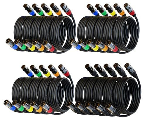 AuxLink XLR Cables 3ft 20Pack, XLR Microphone Cable Mic Cable Male to Female Gold-Plated 3-Pins