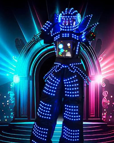 Earthradius Pixels RGB Luminous LED Robot Suit Costume Clothes Stilts Walker LED Lights Full Color Smart Dance Costumes (Medium)