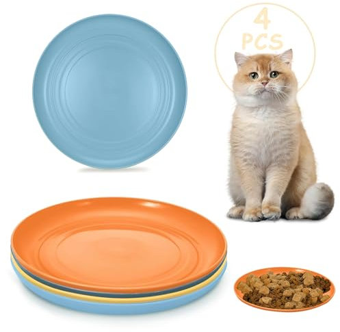 4 PCS Food Silicone Grade Feeding Bowls, Whisker Fatigue Free Cat Food Bowl, Cat Wet Food Flat Pet Dishes for Food and Water, for Kittens and Short Legged Pet