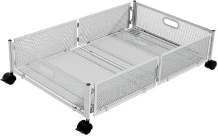 Almacenamiento bajo la cama con ruedas, organizador debajo de la cama, contenedores de almacenamiento plegables debajo de la cama para ropa de cama | Cajón de metal que ahorra espacio, bandeja de