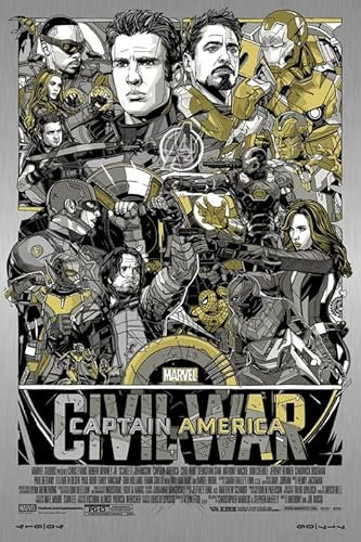 Captain America Civil War Mondo Poster, A4, Wandkunst, Heimdekoration, Filmposter, Leinwand, Film, Kino, Retro, Vintage, Kult, klassisch, Nostargic, Saga, moderner Nachdruck, wir drucken jedes Poster