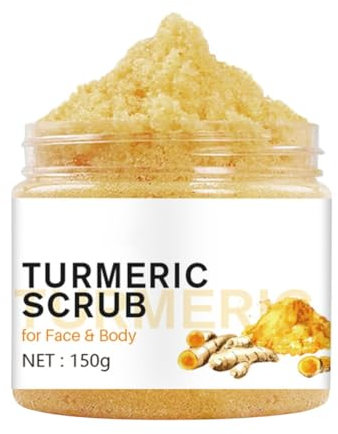 NAOLVE Turmeric Body Scrub, Turmeric Exfoliating Body Scrub, for Exfoliating, Deep Cleansing Moisturizing, Reduce Acne, Turmeric Face Scrub Exfoliatorfor Men Women