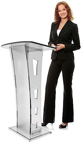 DZZTHSH Transparentes Rednerpult, Stehpult für Kirche und Schule, transparentes Pult mit Lesepult, Menü-Informationsständer, bodenstehender, erhöhter Stand