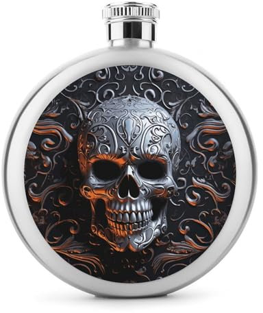 Flasque, flasque pour homme, motif tête de mort cool, flasque en acier inoxydable, bouteille d'alcool, pour whisky et autres boissons alcoolisées