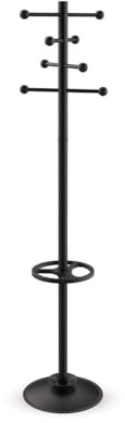 Maul Garderobe MAULsaphir 38x38x171cm | Garderobenständer mit Regenschirmhalter und 8 Haken | Flurgarderobe für Büro, Empfangsbereich | Stabiler Kleiderständer aus Stahl | Schwarz