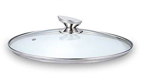 CHFYIJYHM Tapa universal for olla de vidrio redonda con orificio for vapor, mango de acero inoxidable, tapa universal for sartén doméstica, tapa for olla multiusos de cocina, tapa de repuesto for sart