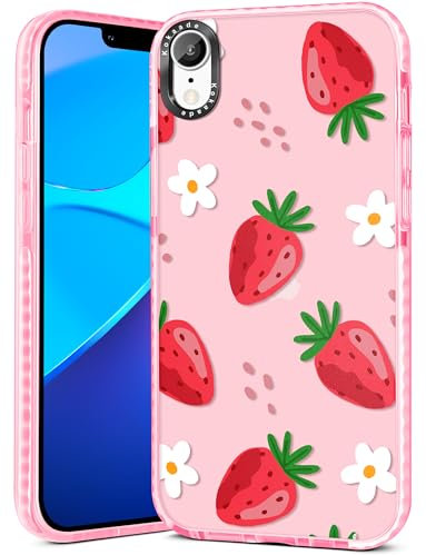 Kokaade for iPhone XR Case for Women Girls - Cute Kawaii Strawberry Flower Design Fashion Phone Cover Girly TPU Funda for iPhone XR