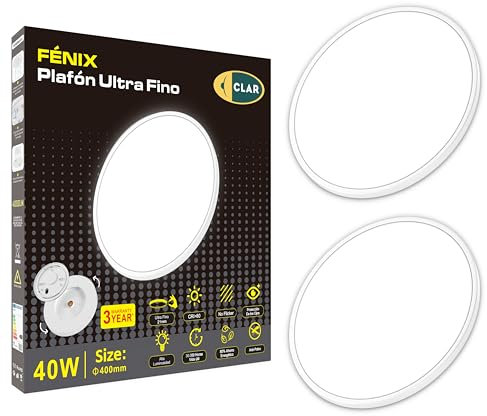 CLAR - Plafón Led 40cm para Techo de Salón y Cocina, Blanco Neutro 4000ºK, 40W (Pack 2)