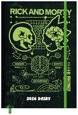 Pyramid International - RICK AND MORTY 2026 – Buchkalender A5 (15×21 cm) mit wöchentlichen Motiven von Rick & Morty, Planer für Schule, Uni, Büro & Fans der Adult-Swim-Serie